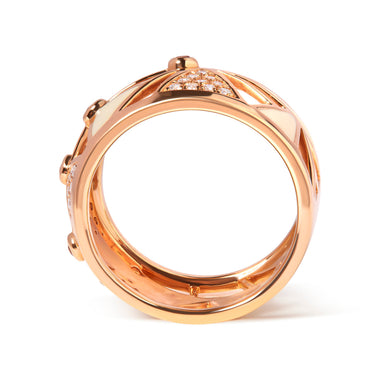 14K Rose Gold 1/3 Cttw Diamond and Pink Tourmaline Cigar Band Ring with White Enamel (G-H Color, SI1-SI2 Clarity) - 0