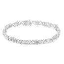 .925 Sterling Silver 1.0 Cttw Round-Cut and Baguette-Cut Diamond X-Link Bracelet (I-J Color, I1-I2 Clarity) - 7"-2