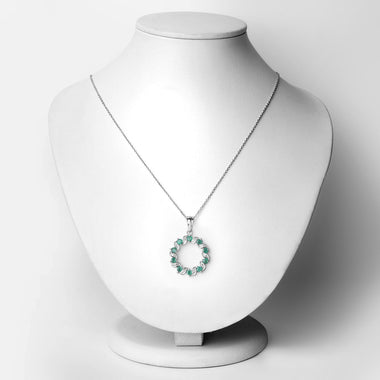 1.10 Carat Genuine Emerald and White Topaz .925 Sterling Silver Pendant - 0