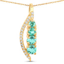 0.34 Carat Genuine Zambian Emerald and White Diamond 14K Yellow Gold Pendant-1