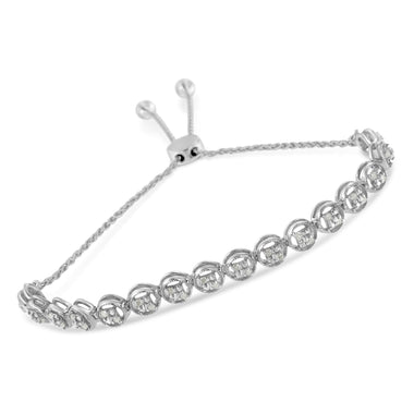 .925 Sterling Silver 1/4 cttw Round-cut Diamond Bolo Bracelet (I-J Color, I3 Clarity) - 0