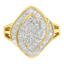 10K Yellow Gold Diamond Cluster Ring (3/4 Cttw, J-K Color, I2-I3 Clarity) - Size 6-1