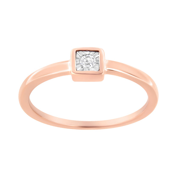 14K Rose Gold Plated .925 Sterling Silver 1/20 cttw Miracle Set Diamond Promise Ring (J-K Color, I1-I2 Clarity) - Size 6