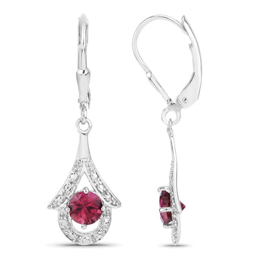 1.20 Carat Genuine Pink Tourmaline .925 Sterling Silver Earrings - 0