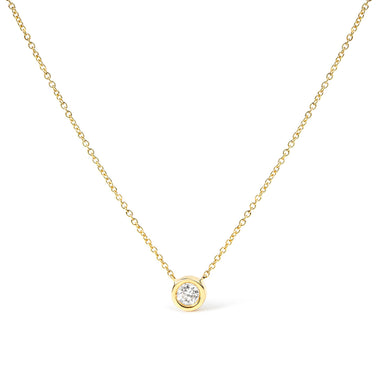 2 Micron 14K Rose Gold Plated Sterling Silver Bezel-Set Diamond Solitaire Pendant Necklace (1/3 cttw, H-I Color, I1-I2 Clarity)
