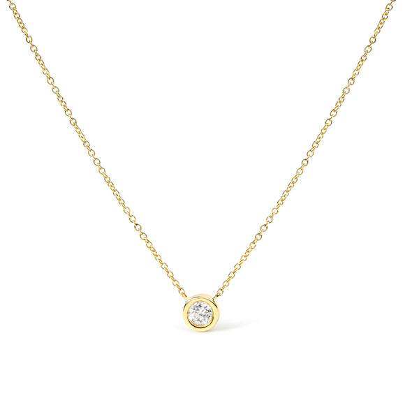 2 Micron 14K Rose Gold Plated Sterling Silver Bezel-Set Diamond Solitaire Pendant Necklace (1/3 cttw, H-I Color, I1-I2 Clarity)