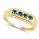 14K Yellow Gold Plated 0.48 Carat Genuine Blue Diamond .925 Sterling Silver Ring-2