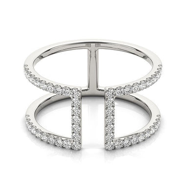 14k White Gold Modern Dual Band Style Diamond Ring (1/2 cttw) - 0