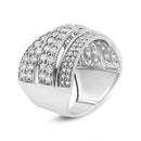 .925 Sterling Silver 2.00 Cttw Round-Cut Diamond Overlapping Bypass Band Ring (I-J Color, I2-I3 Clarity) - Ring Size 7-3