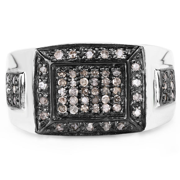 0.52 Carat Genuine Champagne Diamond .925 Sterling Silver Ring