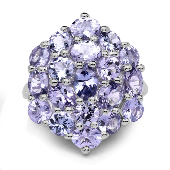 5.28 Carat Genuine Tanzanite .925 Sterling Silver Ring