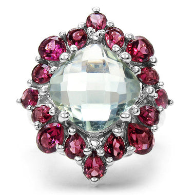 8.61 Carat Genuine Green Amethyst & Rhodolite .925 Sterling Silver Ring - 0