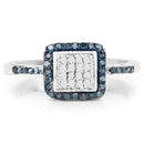 0.28 Carat Genuine Blue Diamond and White Diamond .925 Sterling Silver Ring-3