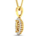 0.13 Carat Genuine White Diamond 14K Yellow Gold Semi Mount Pendant - holds 8x6mm Oval Gemstone-2