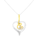 Espira 10K Two-Tone Yellow & White Gold .03 Cttw Diamond-Accented Round-Cut Diamond Swirl Open Heart 18" Pendant Necklace (I-J Color, I2-I3 Clarity)-2