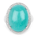 15.09 Carat Genuine Amazanite And White Topaz .925 Sterling Silver Ring-3