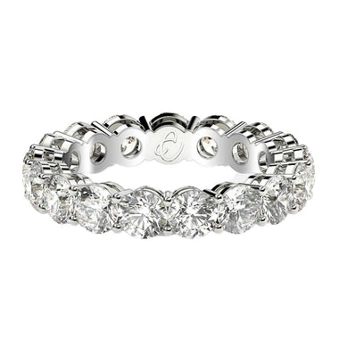 Round Cut Lab Grown Diamond Eternity Ring in 14k White Gold (3 cttw FG/VS2) - 0