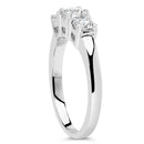 14K White Gold  3/4 Cttw Lab Grown Diamond 3 Stone Ring Band (F-G Color, VS2-SI1 Clarity)- Size 7-4