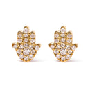 10K Yellow Gold Diamond Accented Hamsa Stud Earrings (H-I Color, I1-I2 Clarity)-1