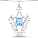 5.68 Carat Genuine Swiss Blue Topaz .925 Sterling Silver Pendant-1