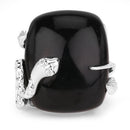 21.04 Carat Genuine Black Onyx and White Topaz .925 Sterling Silver Ring-3