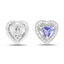 1.20 Carat Genuine Tanzanite & White Diamond .925 Sterling Silver Earrings-3