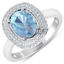 1.72 Carat Genuine Aquamarine and White Diamond 14K White Gold Ring-1