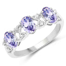 1.40 Carat Genuine Tanzanite and White Topaz .925 Sterling Silver Ring-1