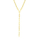 14k Yellow Gold Paperclip Chain Lariat Necklace-3