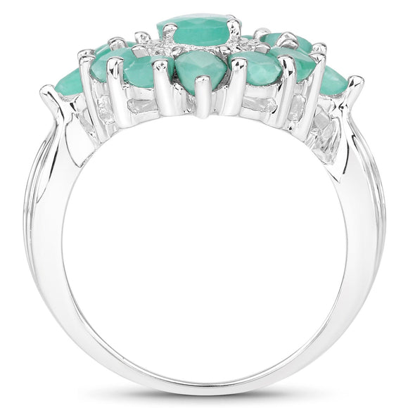 2.37 Carat Genuine Emerald .925 Sterling Silver Ring