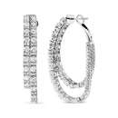 14K White Gold 4.0 Cttw Diamond Asymmetrical Inside Out Double-Hoop Earrings (I-J Color, I1-I2 Clarity)-5