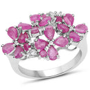 3.51 Carat Genuine Ruby and White Zircon .925 Sterling Silver Ring-1