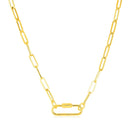 14k Yellow Gold Paperclip Chain Necklace with Oval Carabiner Clasp-1