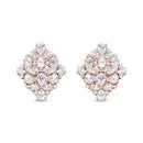 18K Rose Gold 8 1/3 Cttw Pear and Round Diamond Floral Cluster Omega Earrings (F-G Color, VS1-VS2 Clarity)-1