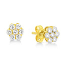 14K Yellow Gold 1/2 Cttw Brilliant Round Cut Diamond Floral Cluster Stud Earrings with Pushbacks (J-K Color, VS2-SI1 Clarity)-4