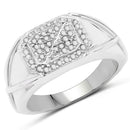 14K White Gold Plated 0.24 Carat Genuine White Diamond .925 Sterling Silver Ring-1