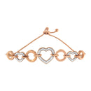 10K Rose Gold over .925 Sterling Silver 1/10 Cttw Round-Cut Diamond Heart Link Adjustable Bolo Bracelet (H-I Color, I2-I3 Clarity) - 6"-9" Adjustable-3