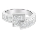 14K White Gold Princess and Baguette-cut Diamond Ring (1 1/3 Cttw, G-H Color, SI2-I1 Clarity) - Size 6-3/4-1