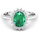 1.87 Carat Genuine Zambian Emerald  and White Diamond 14K White Gold Ring-3