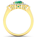 2.39 Carat Genuine Zambian Emerald and White Diamond 14K Yellow Gold Ring-2