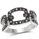 0.32 Carat Genuine Champagne Diamond .925 Sterling Silver Ring-1