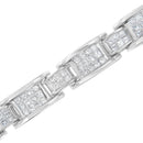 14K White Gold 5.0 Cttw Princess Cut Diamond Invisible Set Alternating Size D Shaped Links Tennis Bracelet (H-I Color, SI2-I1 Clarity) - 7â€-4