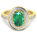1.87 Carat Genuine Zambian Emerald and White Diamond 14K Yellow Gold Ring-3