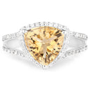 3.06 Carat Genuine Citrine and White Topaz .925 Sterling Silver Ring-3