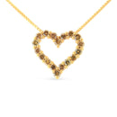 14K Yellow Gold Plated .925 Sterling Silver 1.0 Cttw Champagne Diamond Heart Pendant Necklace (K-L Color, I1-I2 Clarity) - 18"-1