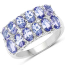 3.16 Carat Genuine Tanzanite & White Topaz .925 Sterling Silver Ring-1