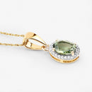 1.27 Carat Genuine Green Tourmaline and White Diamond 14K Yellow Gold Pendant-4