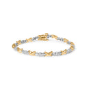 10K Two-Tone Gold 1/2 Cttw Diamond Alternating 3 Stone and X-Link 7" Bracelet (I-J Color, I2-I3 Clarity)-1