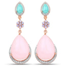 18K Rose Gold Plated 31.93 Carat Genuine Multi Stones .925 Sterling Silver Earrings-2