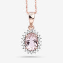 0.81 Carat Genuine Morganite and White Diamond 14K Rose Gold Pendant-4